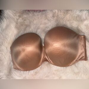 Strapless Nude Satin Push-Up Bra - Victoria Secret 38DD
